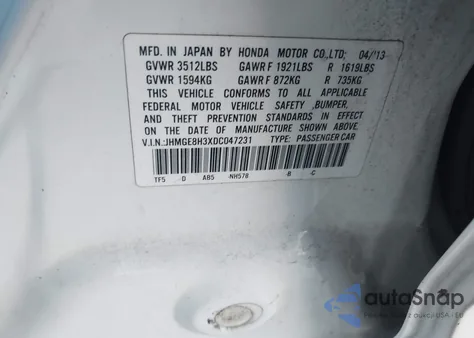 2013 Honda Fit z USA, uszkodzony, nr VIN JHMGE8H3XDC047231